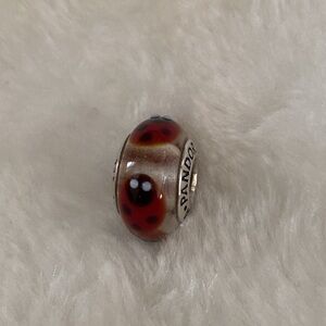 Retired Pandora 925 Ladybug Murano Glass Charm